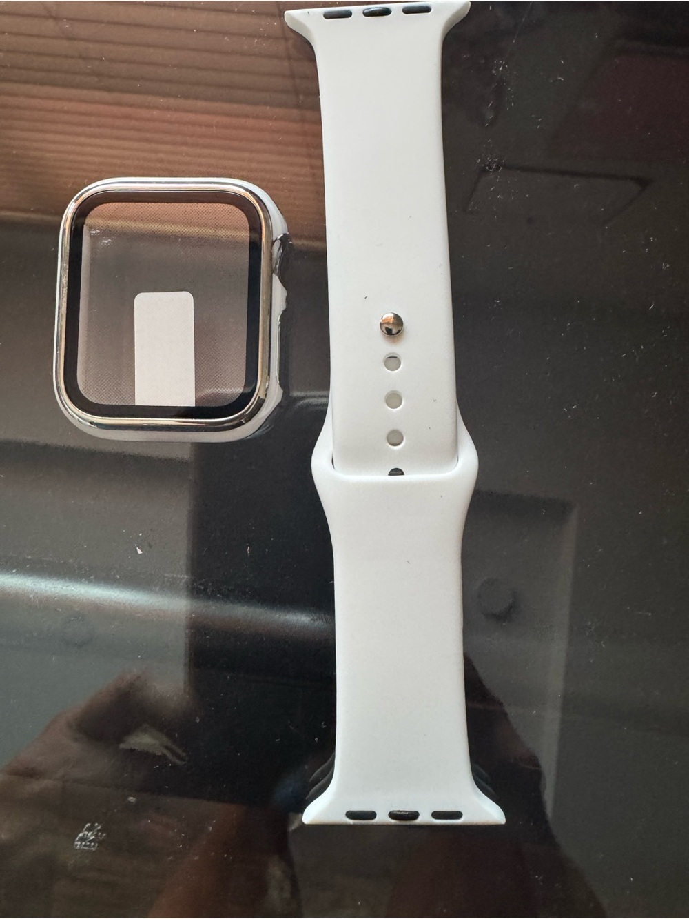 White Silicone Smartwatch Band with Protective Case